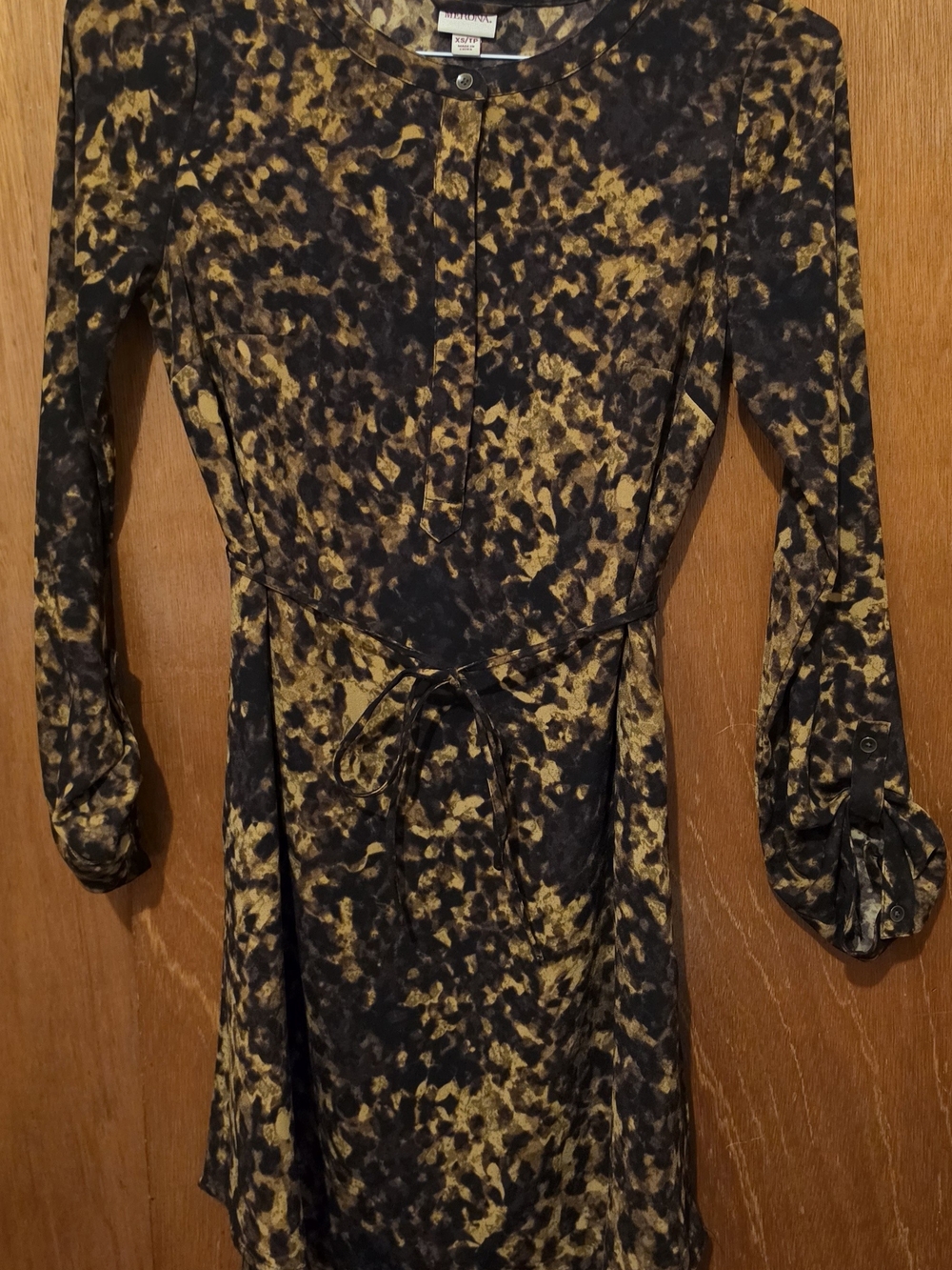 Leopard Print Mini Dress in Black & Brown Size XS